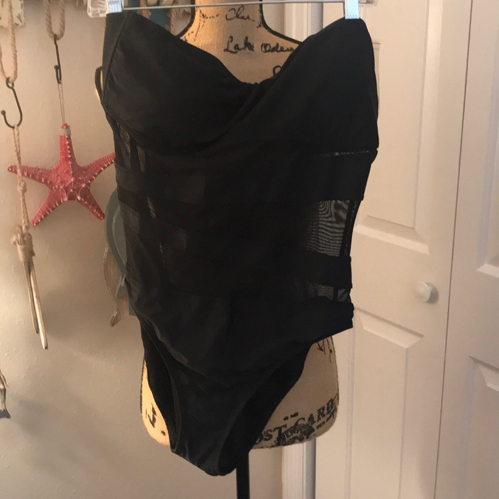 Bathing suit never worn with black mesh